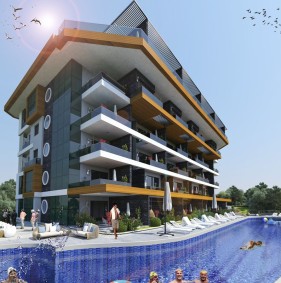 Новые апартаменты расположенные в Алании, с видом на Средиземное море и реку Дим (001252)