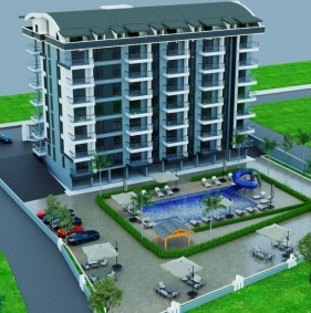 Квартиры в уютном жилом комплексе с инфраструктурой  на этапе  начала строительства в Газипаше (013416)