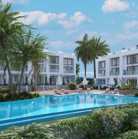 Уютные квартиры - студии с террасой в новом жилом комплексе в Кирении (014272)