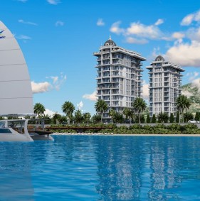 Квартиры в жилом комплексе в Махмутларе, всего в 20 метрах от пляжа (002117)