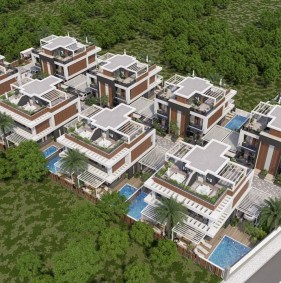 Luxury villas 700 meters from the sea in a complex in Iskele (003527)