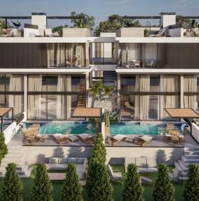 Apartments with an open terrace and a jacuzzi in a residential complex in the Iskele area (001528)